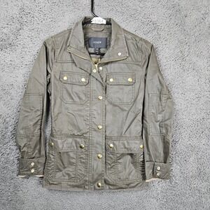 J.‎ Crew Women's Waxed Cotton Utility Jacket Field Pockets Military Green XXS